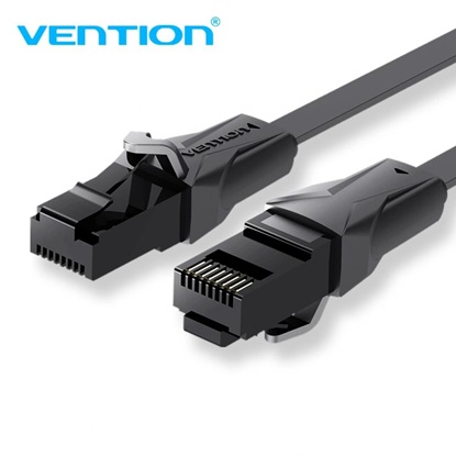 VENTION Flat Cat.6 UTP Patch Cable 0.75M Black (IBABE) (VENIBABE)-VENIBABE