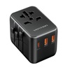 VENTION 3-Port USB (C + A + A) Universal Travel Adapter (20W/18W/18W) Black (FJEB0) (VENFJEB0)-VENFJEB0