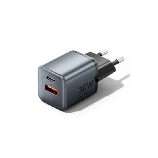 VENTION 2-Port USB (C + A) GaN Charger (30W/18W) EU-Plug Gray (FEWH0-EU) (VENFEWH0-EU)-VENFEWH0-EU