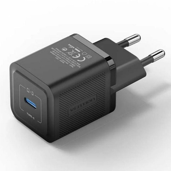 VENTION 1-Port USB-C GaN Charger (20W) EU-Plug Black (FEPB0-EU) (VENFEPB0-EU)-VENFEPB0-EU