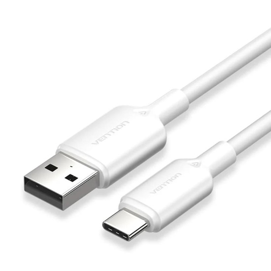 VENTION USB 2.0 A Male to C Male 3A Cable 1M White Flexible PVC Type (CWAWF) (VENCWAWF)-VENCWAWF