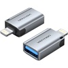 VENTION USB-A Female to Lightning Male OTG Adapter Gray Aluminum Alloy Type (CUCH0) (VENCUCH0)-VENCUCH0