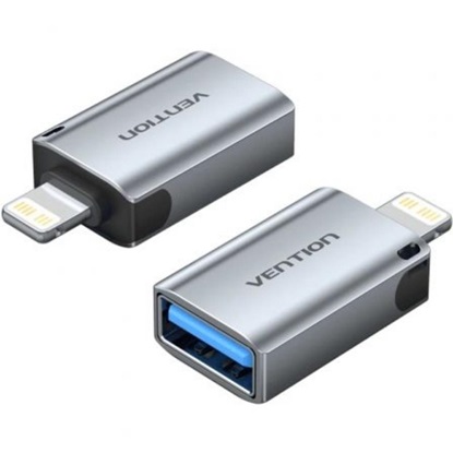 VENTION USB-A Female to Lightning Male OTG Adapter Gray Aluminum Alloy Type (CUCH0) (VENCUCH0)-VENCUCH0