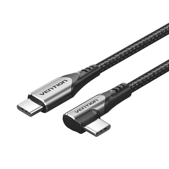 VENTION USB 2.0 Type-C Male to Type-C Male Right Angle 3A Cable 1M Gray Aluminum Alloy Type (TRAHF) (VENTRAHF)-VENTRAHF