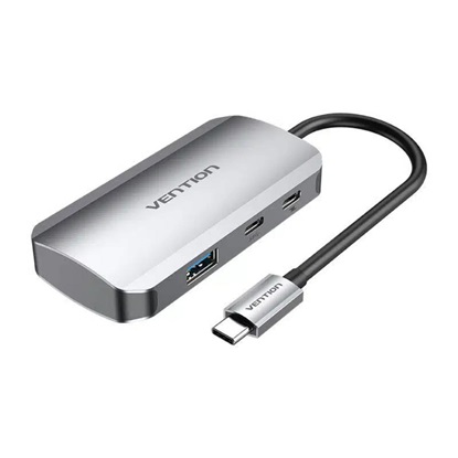 VENTION USB-C to USB-C Gen 1/USB3.0x3/PD Hub 0.15M Gray Aluminum Alloy Type  (TNDHB) (VENTNDHB)-VENTNDHB