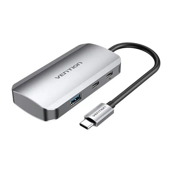 VENTION USB-C to USB-C Gen 1/USB3.0x3/PD Hub 0.15M Gray Aluminum Alloy Type  (TNDHB) (VENTNDHB)-VENTNDHB