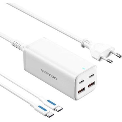VENTION 4-Port USB (C + C + A + A) GaN Charger (100W/100W/18W/18W) EU-Plug White (FBSWG-EU) (VENFBSWG-EU)-VENFBSWG-EU