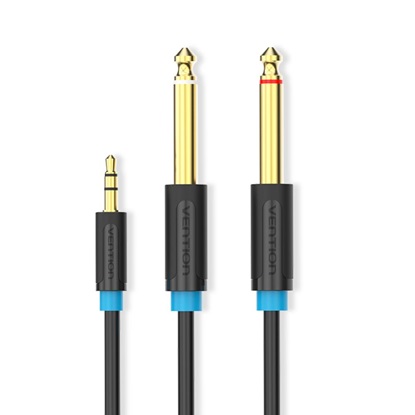 VENTION 3.5mm Male to 2*6.5mm Male Audio Cable 0.5M Black (BACBD) (VENBACBD)-VENBACBD