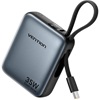 VENTION 10000mAh Mini Power Bank (USB-C + USB-C) with Built-in USB-C Cable 35W Gray Universal Type (FHEN0-TY) (VENFHEN0-TY)-VENFHEN0-TY