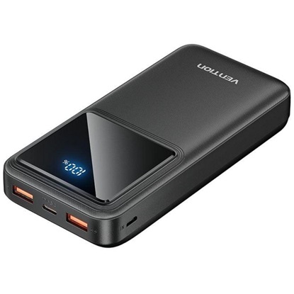 VENTION 20000mAh Power Bank (Micro-USB + USB-C + USB-A + USB-A) 22.5W Black LED Display Type (FHLB0) (VENFHLB0)-VENFHLB0