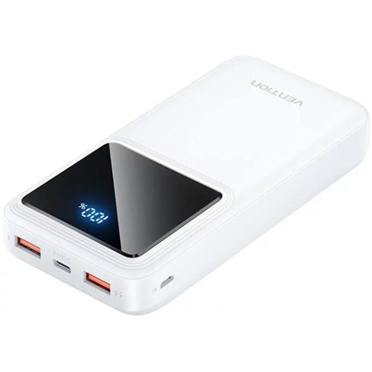 VENTION 20000mAh Power Bank (Micro-USB + USB-C + USB-A + USB-A) 22.5W White LED Display Type (FHLW0) (VENFHLW0)-VENFHLW0