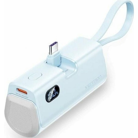 VENTION LED Display 4800mAh Power Bank (USB-C + Lightning + USB-C) 22.5W Blue Foldable USB-C Type (FHQL0) (VENFHQL0)-VENFHQL0