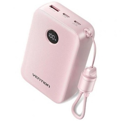 VENTION 20000mAh Power Bank (USB-C + USB-C/USB-C/USB-A) with Built-in USB-C to USB-C Cable 22.5W Pink LED Display Type (FKBP0-C) (VENFKBP0-C)-VENFKBP0-C