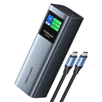 VENTION 27000mAh Power Bank (USB-C + USB-C/USB-C/USB-A) 140W Gray LED Display Type (FKEH0) (VENFKEH0)-VENFKEH0