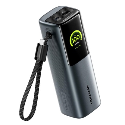 VENTION 20000mAh Power Bank (USB-C + USB-C/USB-C/USB-A) 165W Gray TFT Display Type (FKFH0) (VENFKFH0)-VENFKFH0