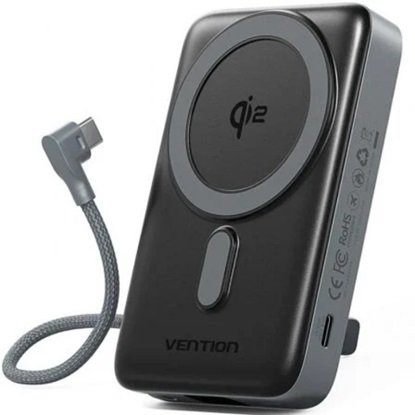 VENTION 10000mAh Magnetic Wireless Power Bank (USB-C + USB-C/USB-C/Wireless) 35W Gray LED Display Type (FKHH0) (VENFKHH0)-VENFKHH0