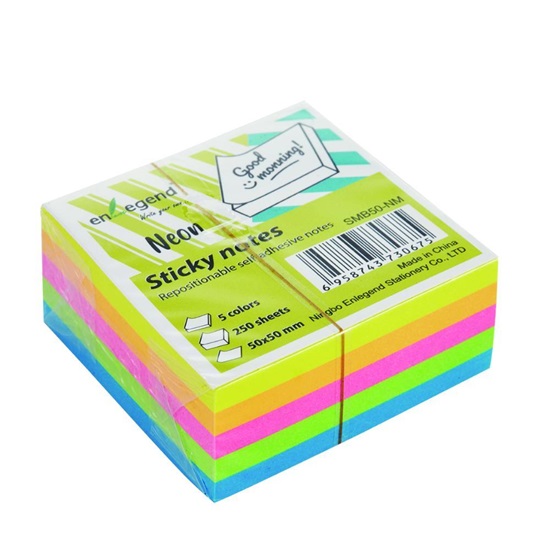EnLegend Αυτοκόλλητες σημειώσεις 50Χ50, 250φ,neon 5 color mix (SMB50-NM) (ENLSMB50-NM)-ENLSMB50-NM