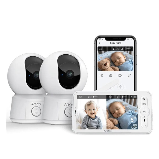Arenti AINanny B2 WiFi 2MP/1080P Baby Monitor Kit Dual Cameras with LCD Screen (AINANNY B2 2CAM) (AREAINANNYB2-2CAM)-AREAINANNYB2-2CAM