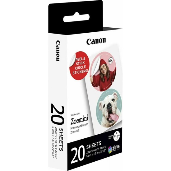 CANON Zink Photo paper A8 5.2x7.4 (20 sheets) (4967C003) (CAN-ZINK20-2C)-CAN-ZINK20-2C