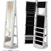 Songmics Jewellery Cabinet with Frameless Full Body Mirror (JJC62WT) (SNGJJC62WT)-SNGJJC62WT