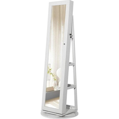 Songmics Jewellery Cabinet with Frameless Full Body Mirror (JJC62WT) (SNGJJC62WT)-SNGJJC62WT