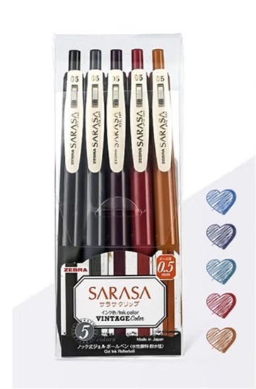 Zebra Sarasa Clip Vintage II Gel Pen 0.5 Mix (ZB-69421) (ZEB69421)-ZEB69421