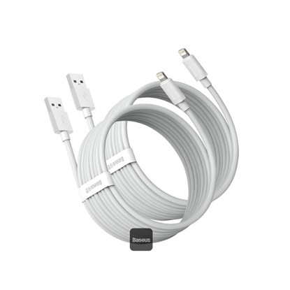 Baseus Wisdom Regular USB to Lightning Cable Λευκό 1.5m 2 Pack (TZCALZJ-02) (BASTZCALZJ02)-BASTZCALZJ02