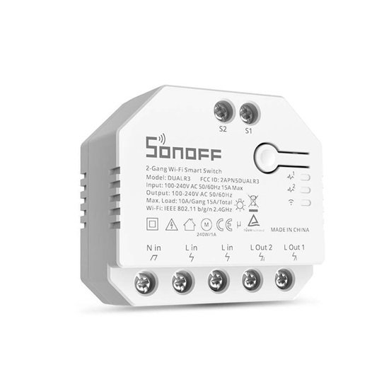 SONOFF Έξυπνος Ενδιάμεσος Διακόπτης WiFi Dual R3 (Λευκό) (Dual-R3) (SONDUAL-R3)-SONDUAL-R3
