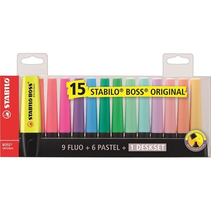 Stabilo Boss Deskset Highlighters 5mm Set 15 Colors (7015-01) (STAB7015-01)-STAB7015-01