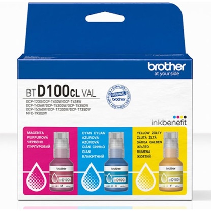 Brother BTD100CLVAL Ink Bottle Value Pack CMY (Cyan/Magenta/Yellow) (BTD100CLVAL) (BROBTD100CLVAL)-BROBTD100CLVAL