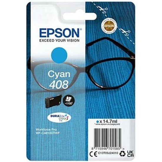 Epson Μελάνι Inkjet No.408 Cyan (C13T09J24010) (EPST09J240)-EPST09J240