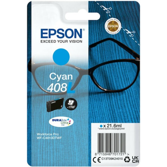 Epson Μελάνι Inkjet No.408L Cyan (C13T09K24010) (EPST09K240)-EPST09K240