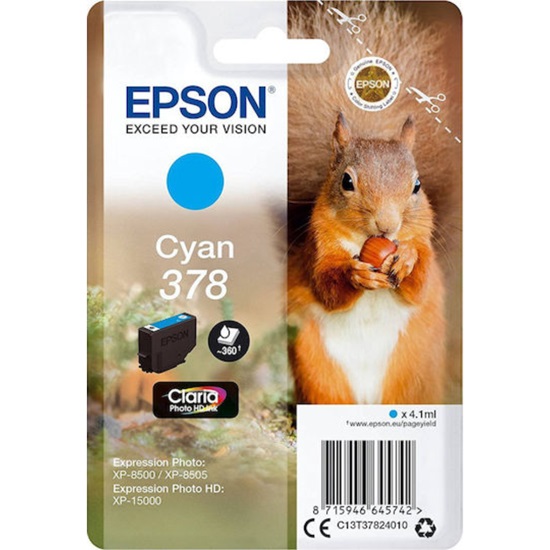 Epson Inkjet Ink Cartridge 378 Cyan (C13T37824010) (EPST37824010)-EPST37824010