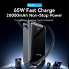 VENTION 20000mAh Power Bank (USB-C + USB-C/USB-A) with Built-in USB-C Cable 65W Gray LED Display Type (FKDM0) (VENFKDM0)