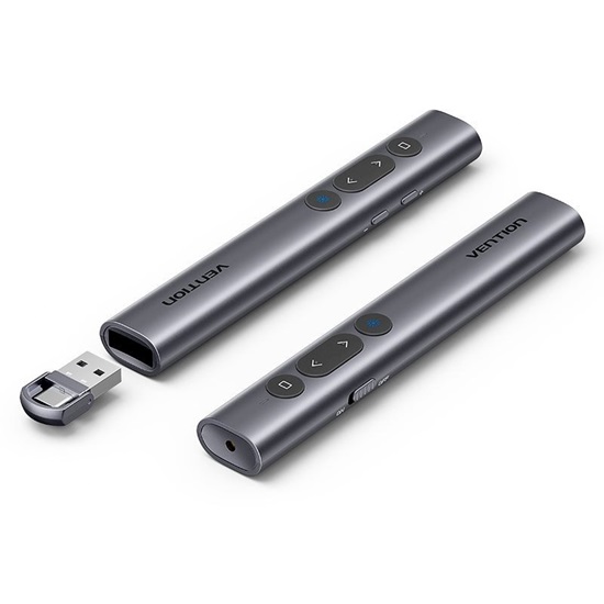 VENTION Wireless PowerPoint Presentation Clicker with Air Mouse Control Red Laser Pointer – Black (KQPB0) (VENKQPB0)