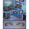 Vasagle Γωνιακό Mεταλλικό γραφείο 150 x 120 x 89 cm  Χρώματος Μαύρο με υφή Ξύλου (LWD095B01) (VASLWD095B01)-VASLWD095B01