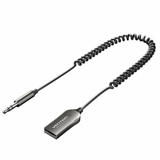 VENTION USB Car Bluetooth 5.4 Audio Receiver with Coiled Cable 1.5M Gray Zinc Alloy Type (NAIHG) (VENNAIHG)-VENNAIHG