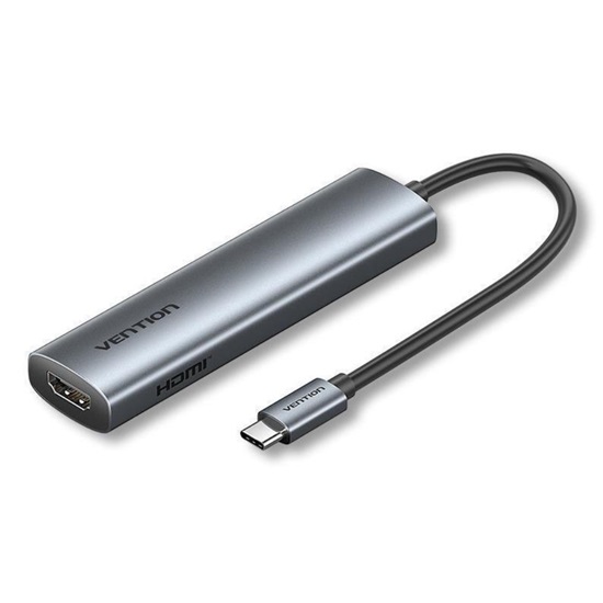 VENTION USB-C to HDMI + USB 3.0 + USB 2.0 + USB 2.0 Type-C + PD Docking Station 0.15M Gray Aluminum Alloy Type (TGLHB) (VENTGLHB)-VENTGLHB