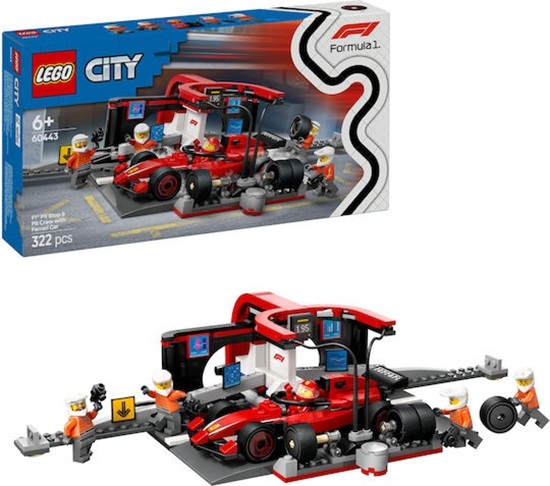 Lego City F1 Pit Stop With Pit Crew And Ferrari Speedster (60443) (LGO60443)