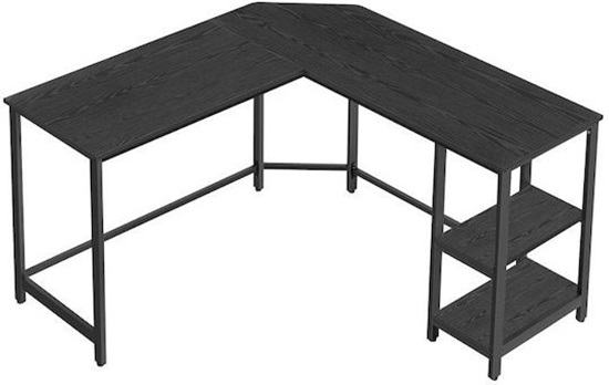 Vasagle Γωνιακό Mεταλλικό γραφείο 138 x 138 x 75 cm  Χρώματος Μαύρο με υφή Ξύλου (LWD072B56) (VASLWD072B56)