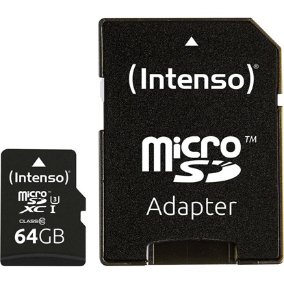 Εικόνα της INTENSO microSDXC Card 64GB Class 10 UHS-I Professional with Adapter (3433490) (INTE3433490)