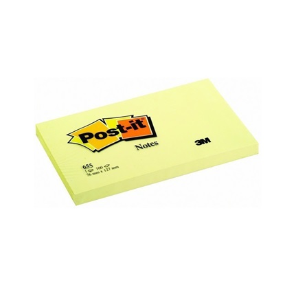 Αυτοκόλλητα Χαρτάκια 3M Post-it 76 x 127 mm (Κίτρινα) (100 Φύλλα) (655-6) (MMM655-6)-MMM6556