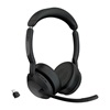 JABRA Evolve2 55 Wireless Stereo Headset MS USB-C Link 380c Black (25599-999-899) (JAB25599-999-899)
