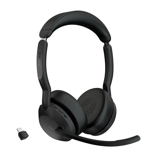 JABRA Evolve2 55 Wireless Stereo Headset MS USB-C Link 380c Black (25599-999-899) (JAB25599-999-899)
