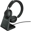 JABRA Evolve2 65 Wireless Stereo Headset UC USB-A Link 380a with Charging Stand Black (26599-989-989) (JAB26599-989-989)