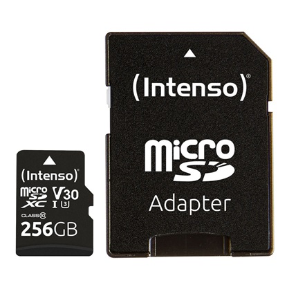Εικόνα της INTENSO microSDXC Card 256GB Class 10 UHS-I Professional with Adapter (3433492) (INTE3433492)