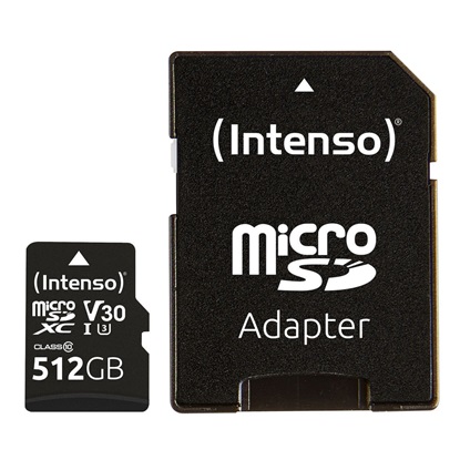 Εικόνα της INTENSO microSDXC Card 512GB Class 10 UHS-I Professional with Adapter (3433493) (INTE3433493)