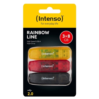 Εικόνα της INTENSO Rainbow Line 8GB USB Stick 2.0 3-Pack Multicolor (3502463) (INTE3502463)