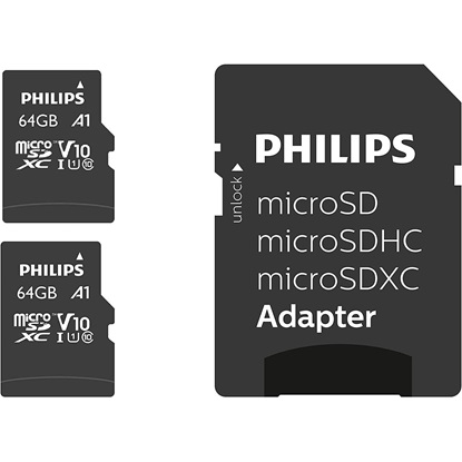 Εικόνα της PHILIPS MicroSDXC Card 64GB Class 10 UHS-I U1 2-Pack with Adapter (FM64MP45D/00) (PHIFM64MP45D-00)