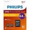 PHILIPS MicroSDXC Card 64GB Class 10 UHS-I U1 2-Pack with Adapter (FM64MP45D/00) (PHIFM64MP45D-00)